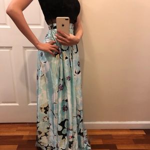 Aquadresses gown cocktail dress size 0, black top flowery bottom, brand new